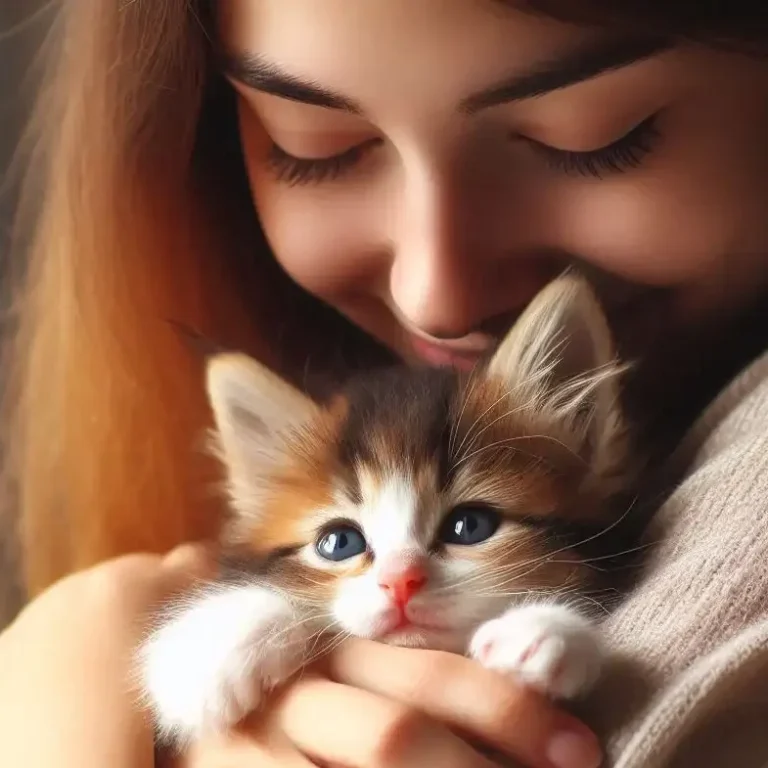 Familia interactuando con un gato adoptadoo Familia feliz jugando con un gato recién adoptado